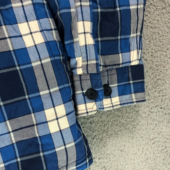 LL Bean Shirt Jacket Men L Tall Blue Plaid Slightly Fitted Quilted Lined Shacket - Picture 3 of 13